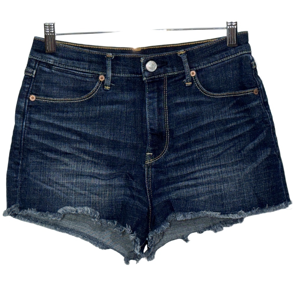 Abercrombie & Fitch Blue Denim High Rise High Waisted Jean Shorts Womens Size 26 - Picture 2 of 10